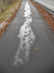 with the snow melting away footprints too...