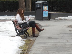 spring the joy of a book  in the park