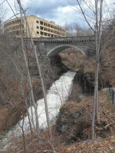at the entry to Cornell, the bridge  over Cascadilla