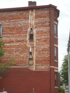bricks peeling away... old fire places