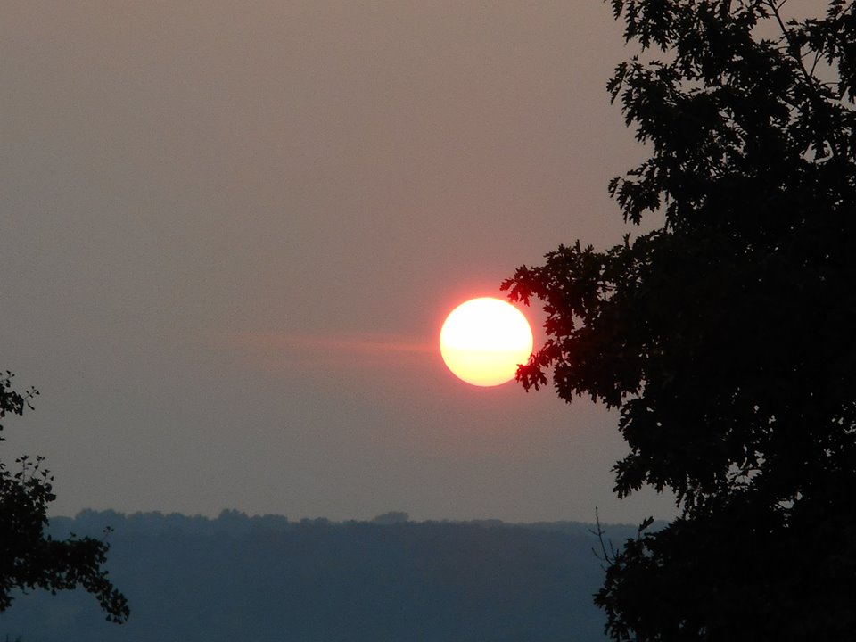 The sunset sky had some heat and humidity in it but this evening was very pleasant. I rode my bike over to see the sunset from Libe Slope... 9-02-15